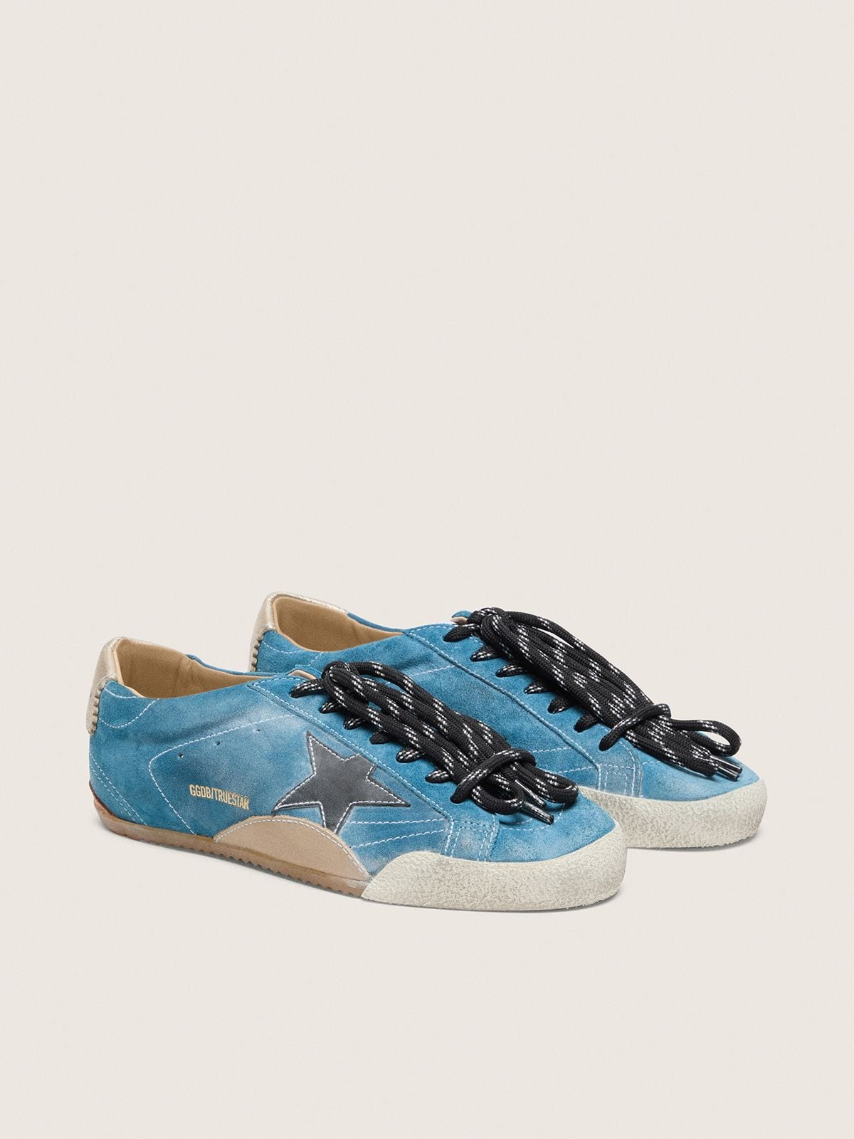 Men's True-Star in teal suede with black star and cream heel tab - 6