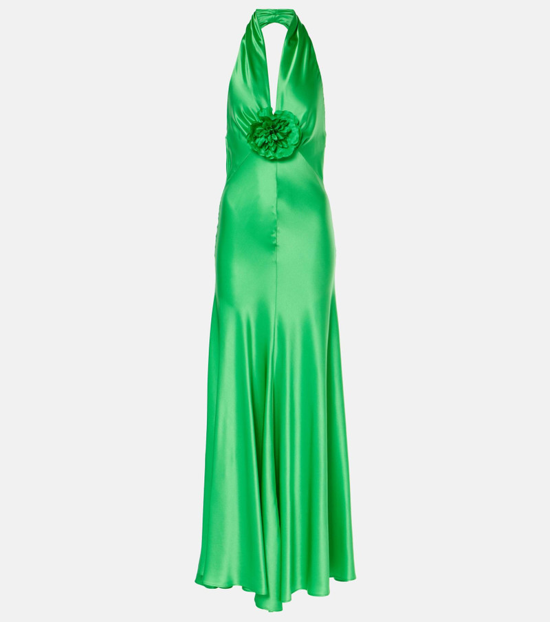 Rose halterneck silk gown 1