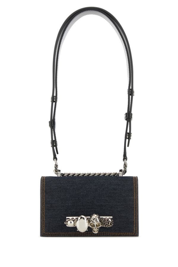 Alexander Mcqueen Woman Dark Blue Mini Skull Shoulder Bag - 1