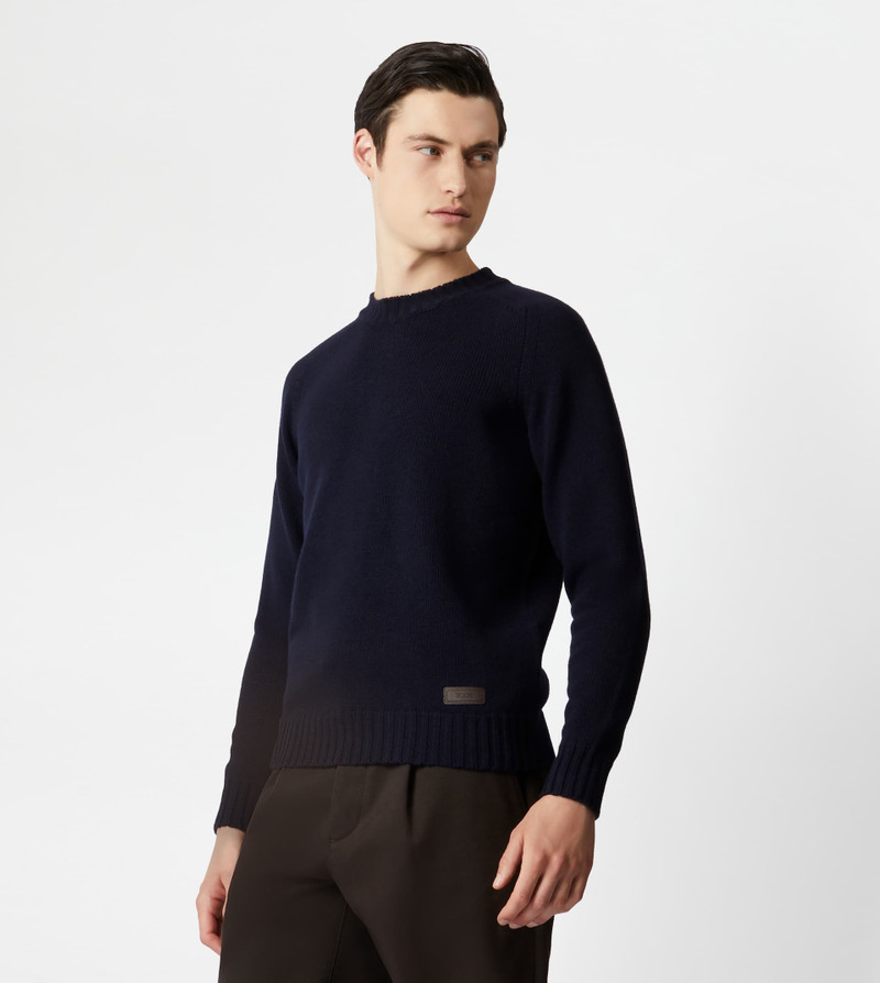 CASHMERE BLEND ROUND NECK JUMPER - BLUE 2