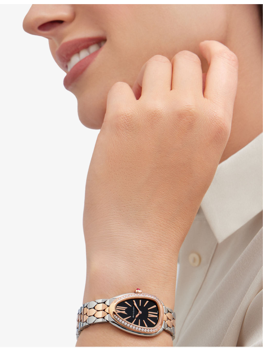 103450 Serpenti Seduttori 18ct rose-gold, stainless-steel and diamond quartz watch - 4