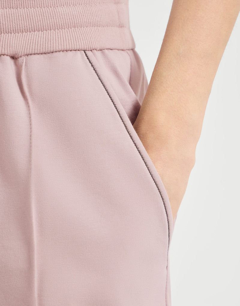 Stretch cotton lightweight French terry track trousers with monili 4