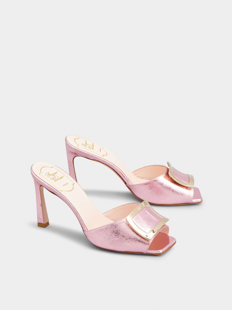 Roger Vivier Trompette Metal Buckle Mules in Leather outlook