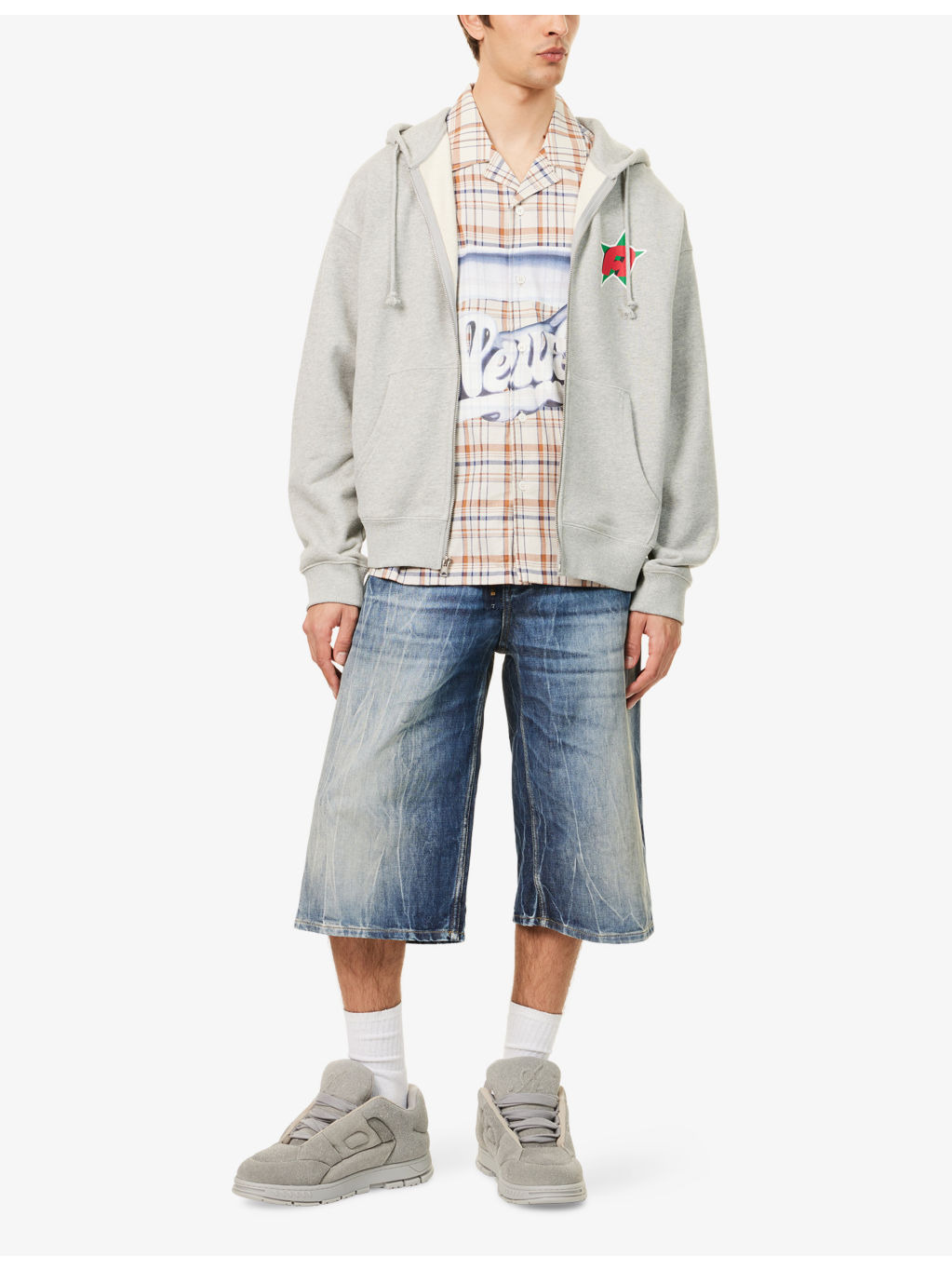 "Star ""A"" Zip-Up Brand-Print Cotton-Jersey Hoody" - 2