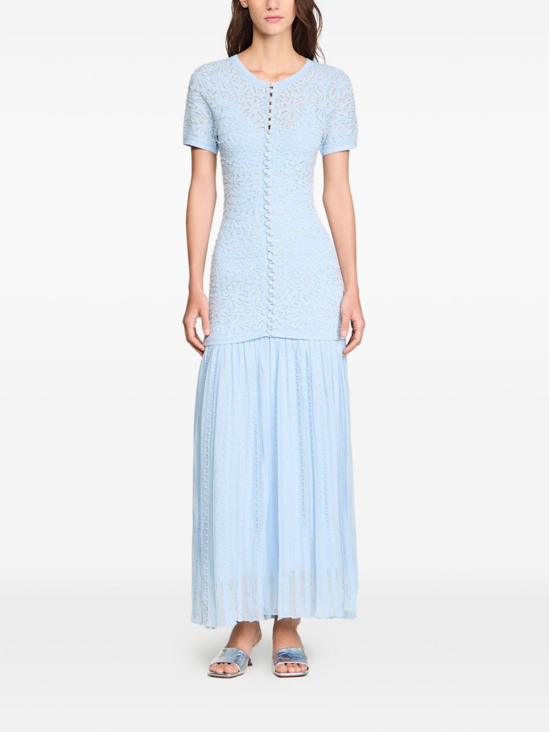 Sandro textured embellished knitted dress outlook