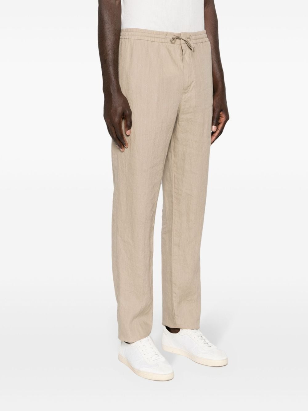 mid-rise tapered linen trousers - 3