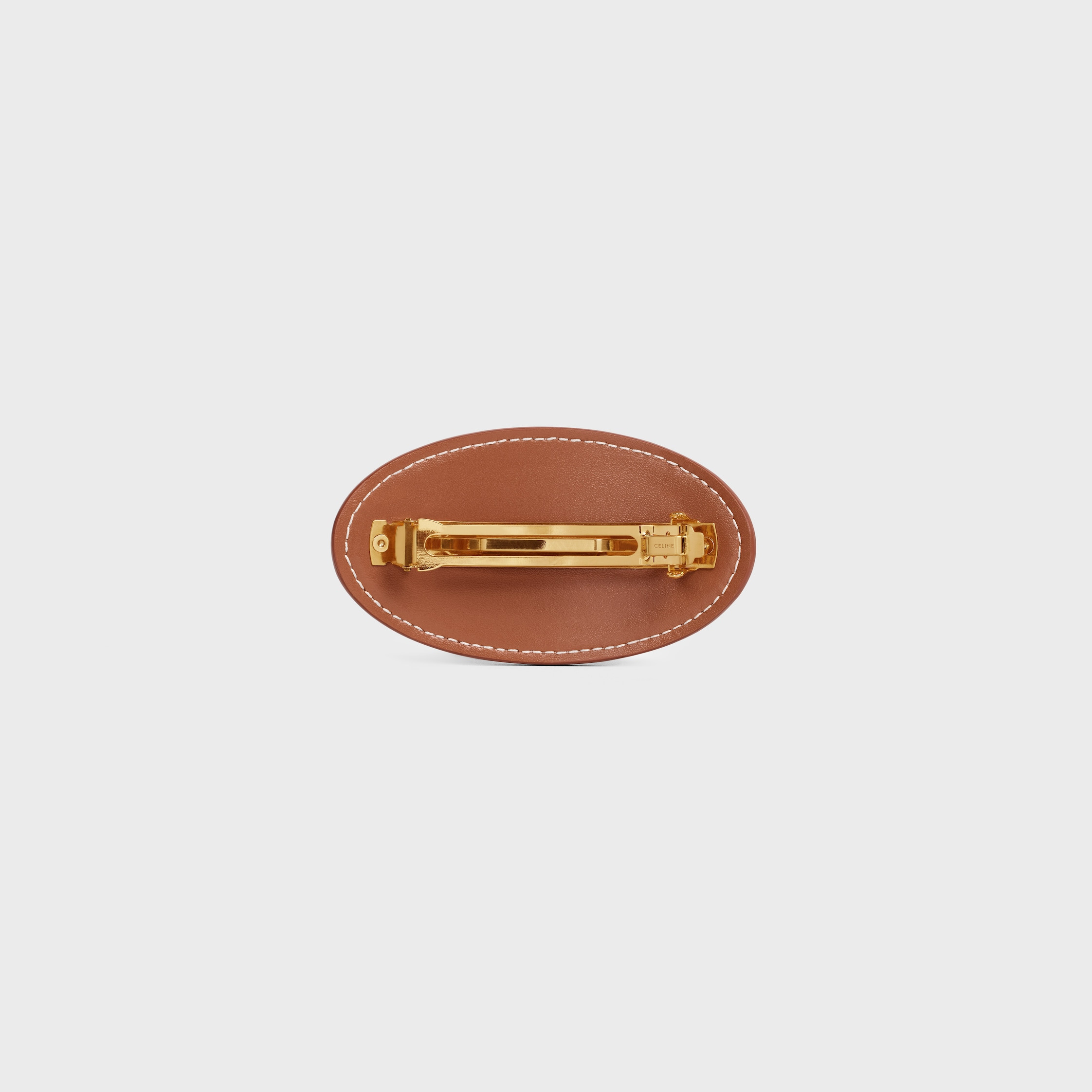 Cuir Triomphe Hair Clip in Calfskin and Steel - 3