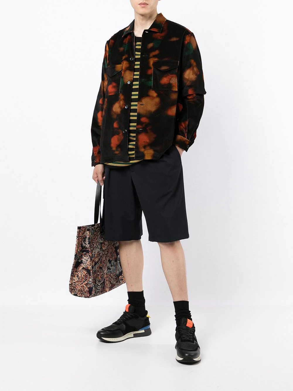 tie-dye print corduroy shirt - 2