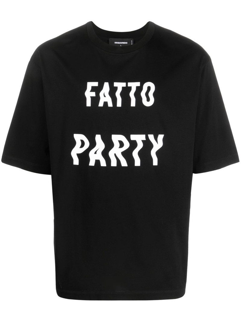 text-print cotton T-shirt 1
