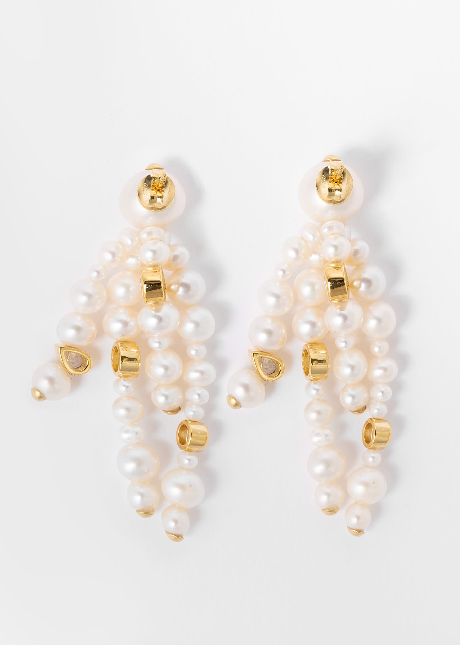 Pearl and Zirconia Gold Vermeil Earrings by Completedworks - 2