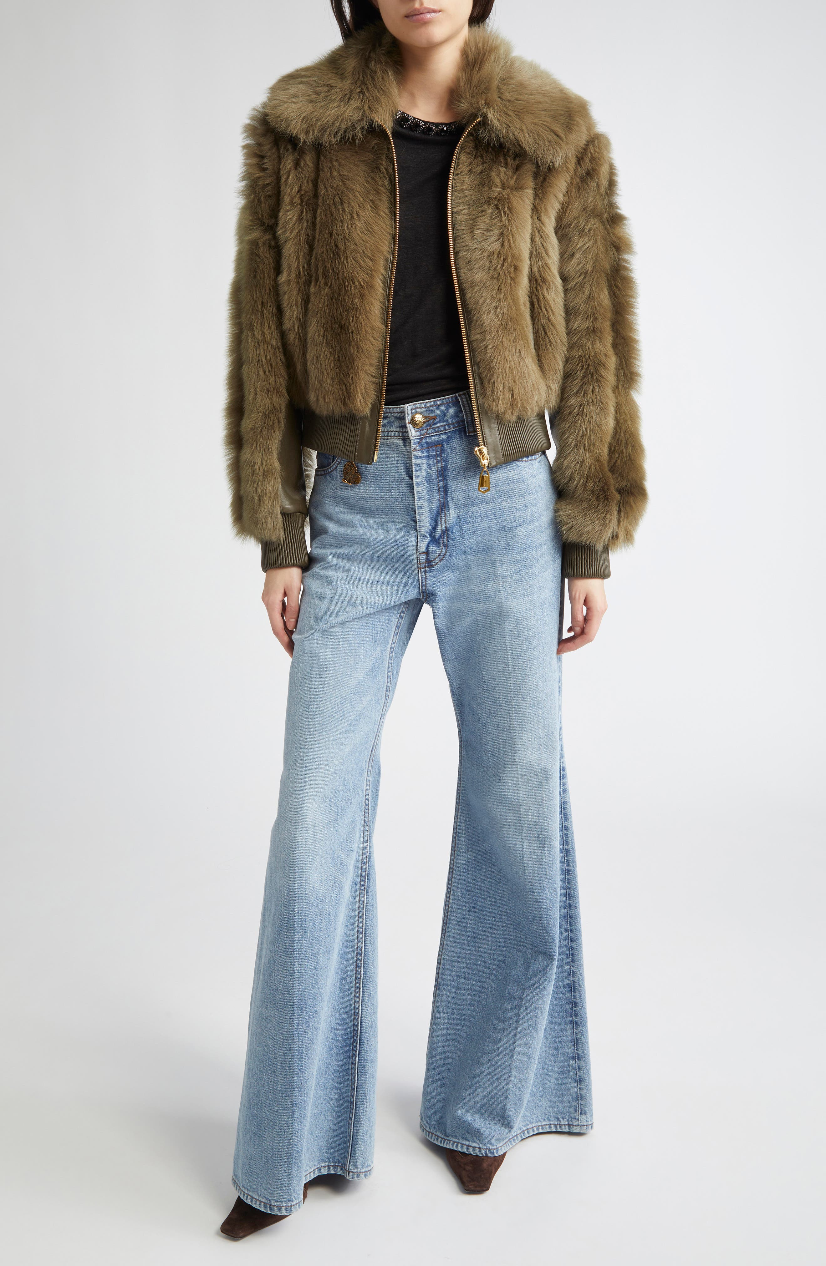 Zimmermann Hypnotic Genuine Shearling Bomber Jacket in Olive at Nordstrom - 2