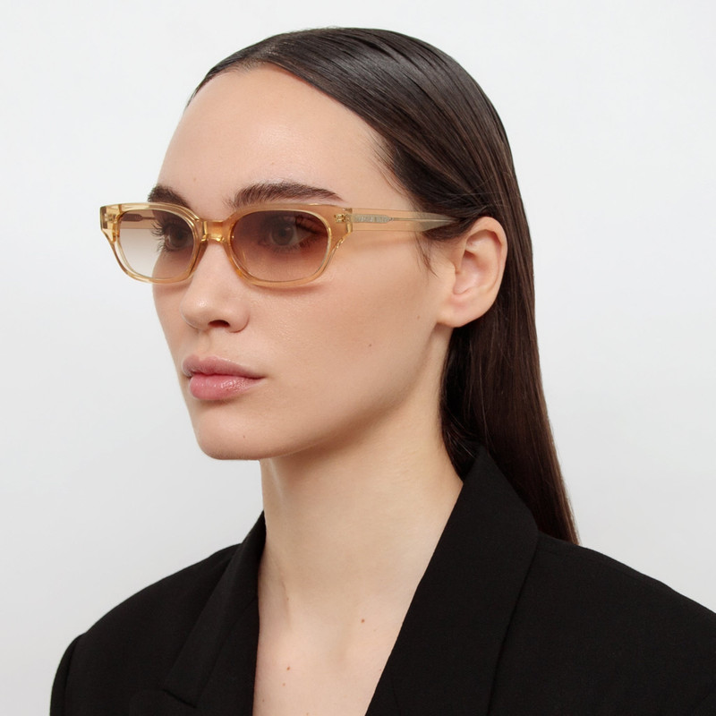 LINDA FARROW Medium Cat Eye Sunglasses in Translucent Yellow outlook