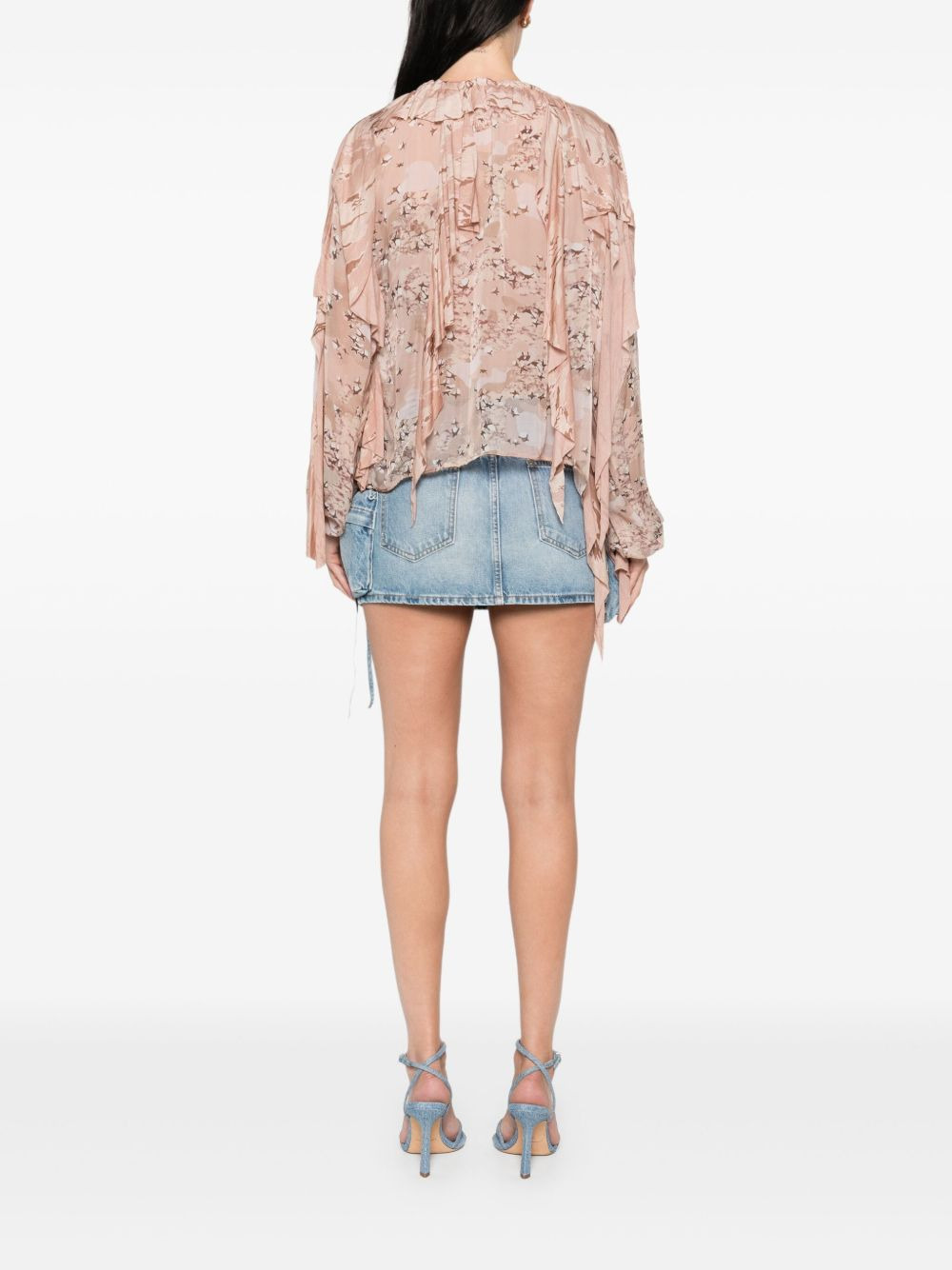 ruffled printed blouse - 4
