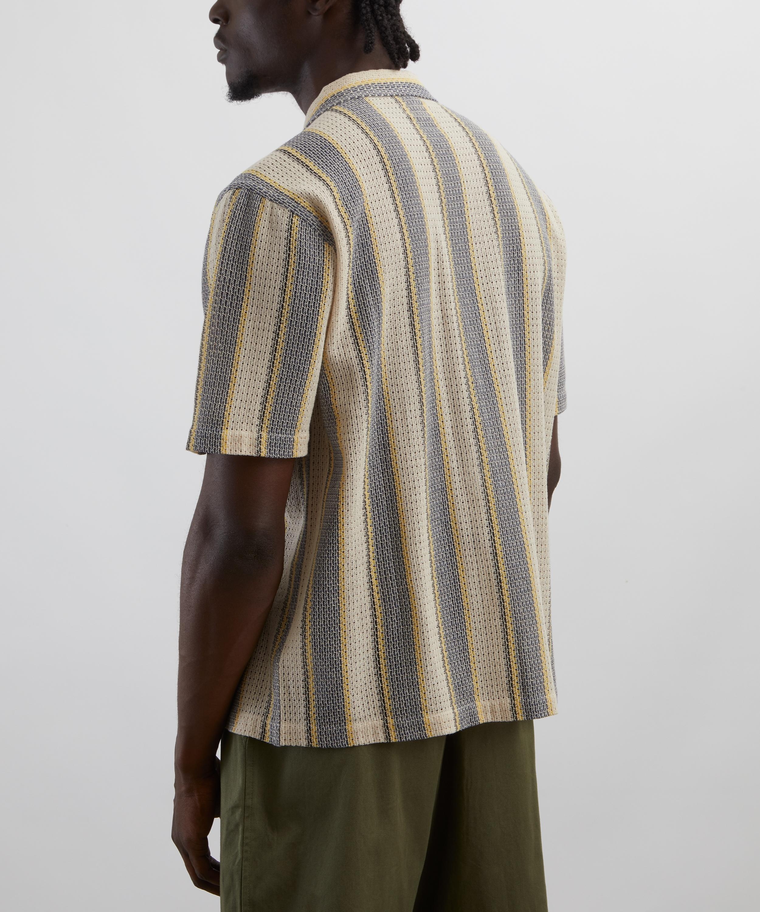 Grey-Yellow Cotton Lattice Road Shirt - 4