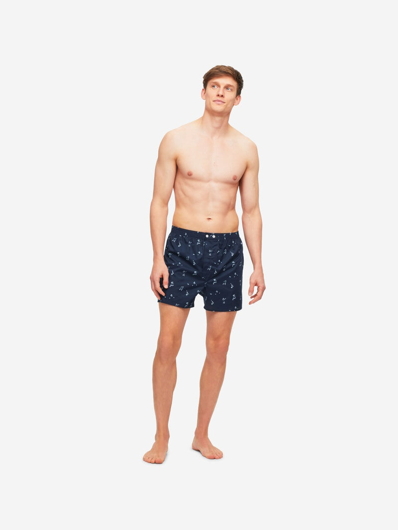 Derek Rose Men's Classic Fit Boxers Nelson 91 Cotton Batiste Navy outlook