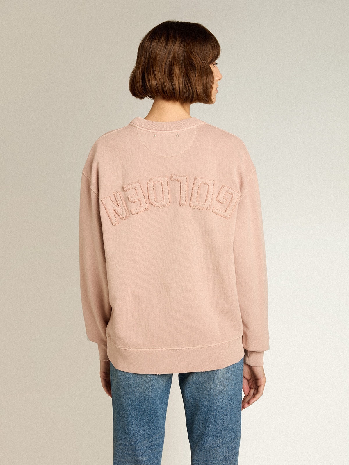 Powder-pink sweatshirt with reverse logo on the back - Asian fit - 7