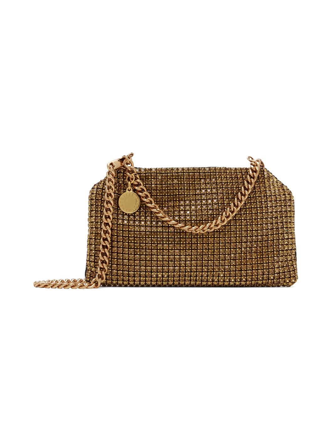 Gold Falabella Crystal Mesh Clutch Bag - 1