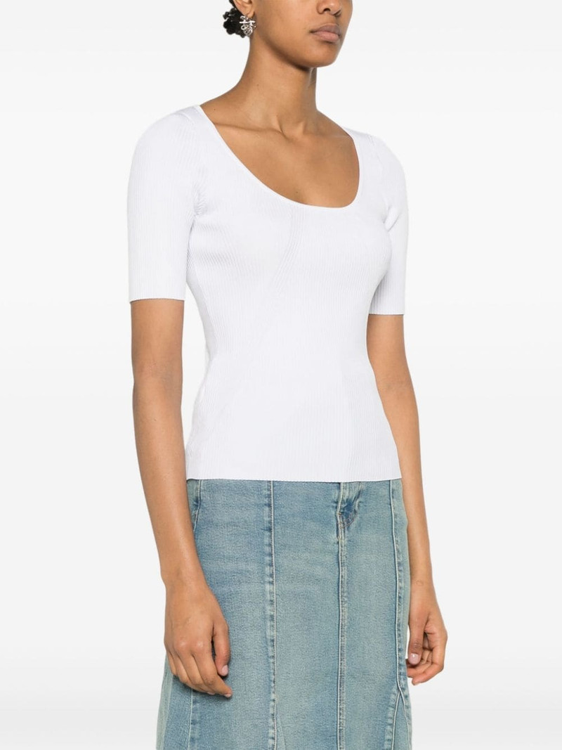 embroidered-logo U-neck T-shirt 3