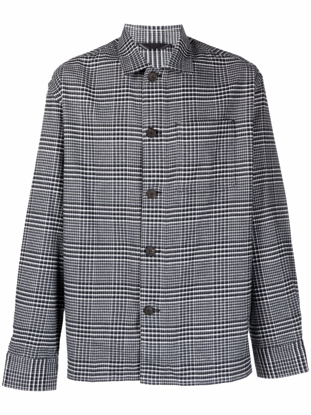 houndstooth-pattern long-sleeved shirt - 1