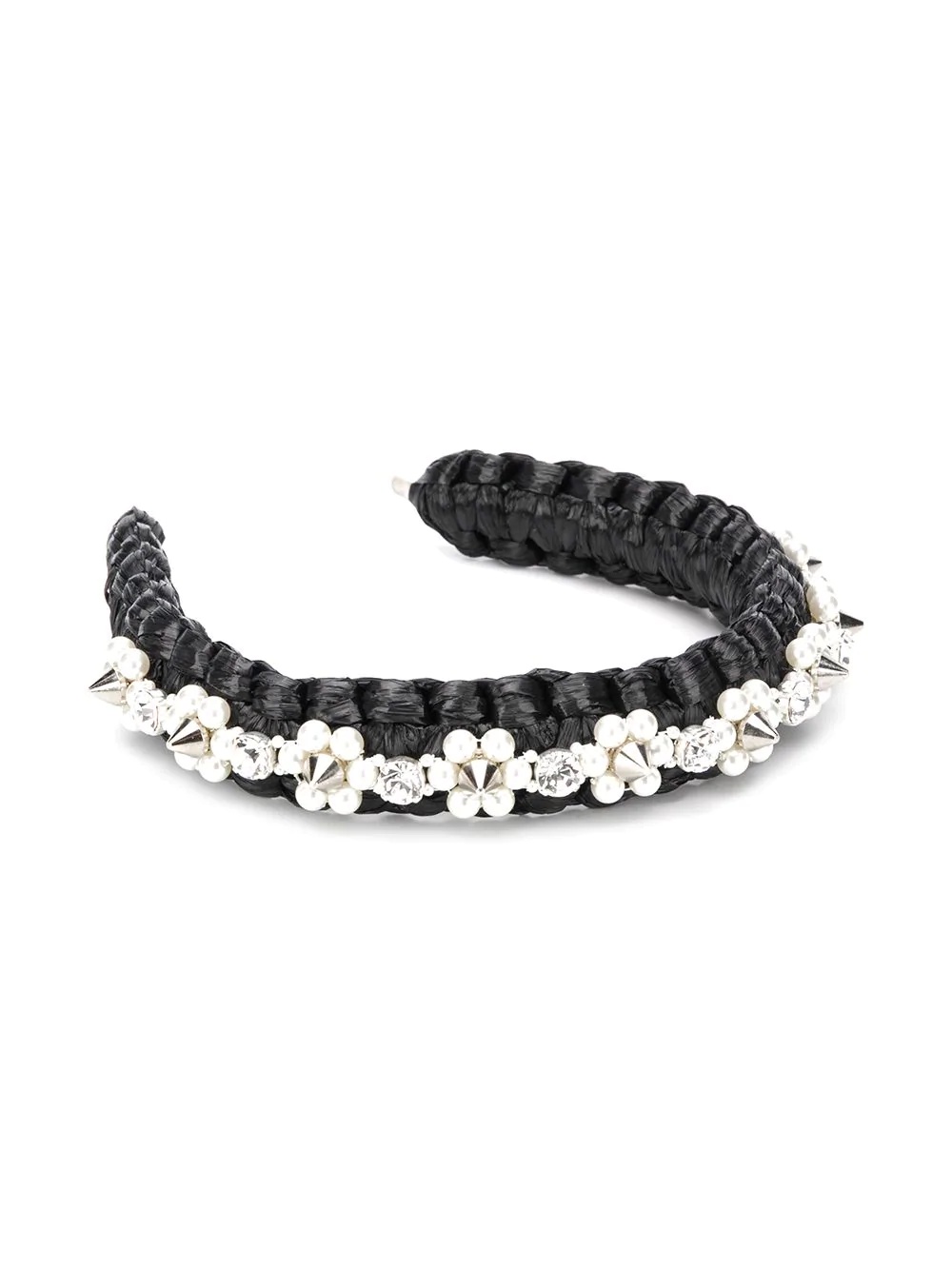 pearl-embellished braided headband - 2