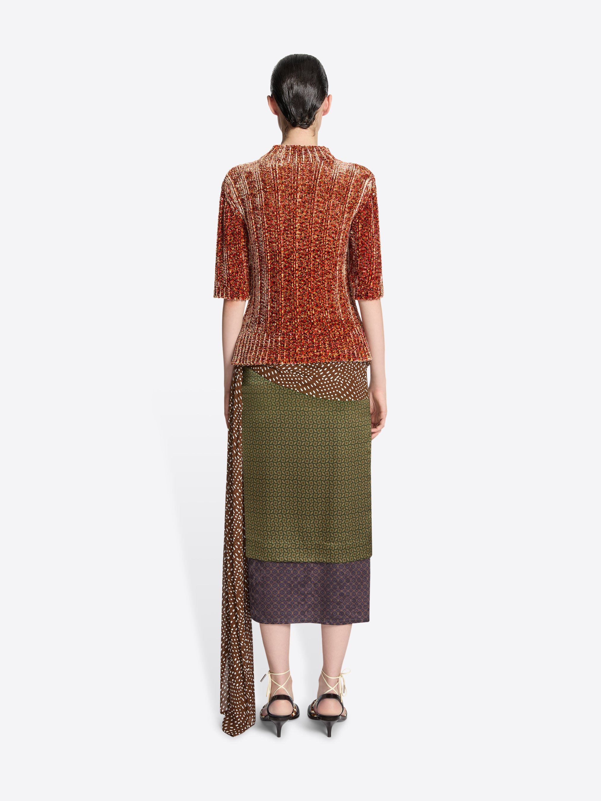 DRAPED SILK SATIN SKIRT - 4