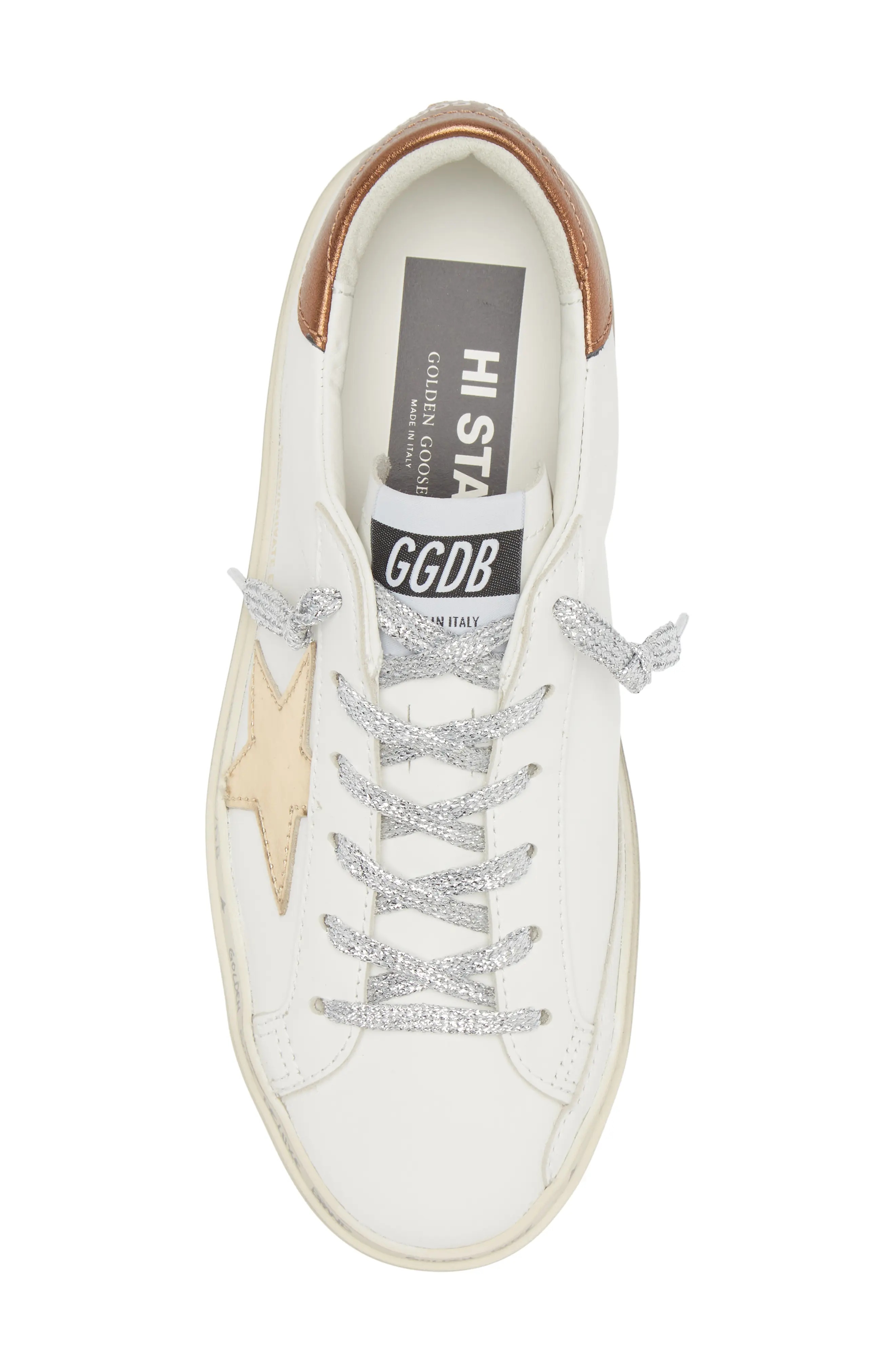 Hi Star Low Top Platform Sneaker in White/Gold - 5