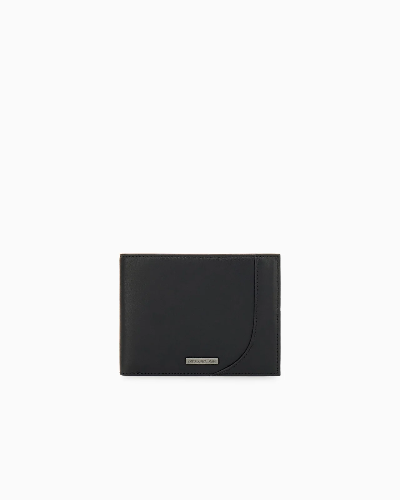 LEATHER BIFOLD WALLET WITH A METAL LOGO AND A COIN POCKET - 1