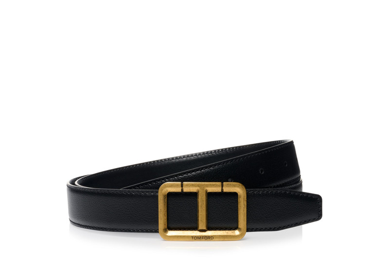 PRINTED GRAIN LEATHER SCORED T BELT - 1