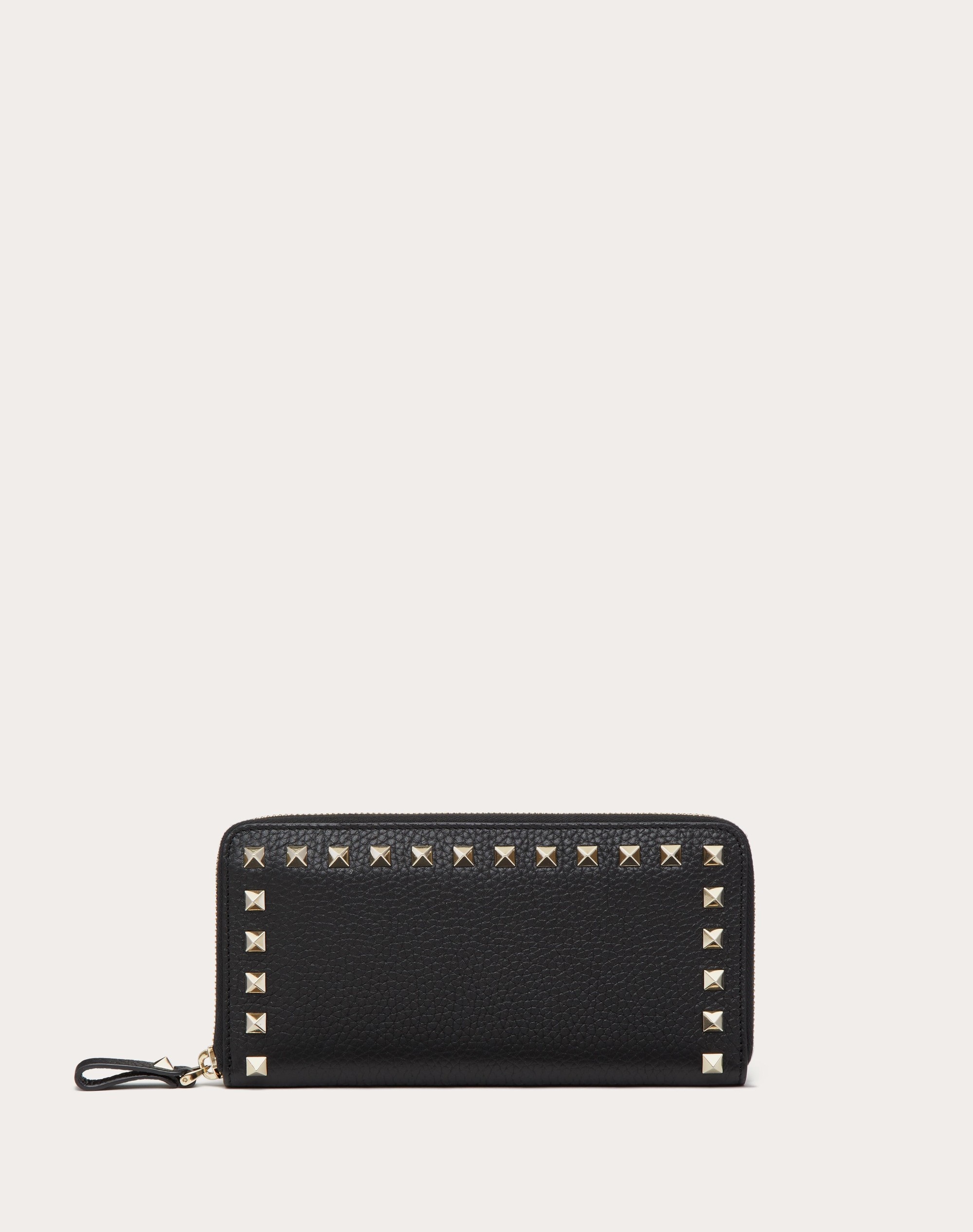 ROCKSTUD GRAINY CALFSKIN ZIPPERED WALLET - 1