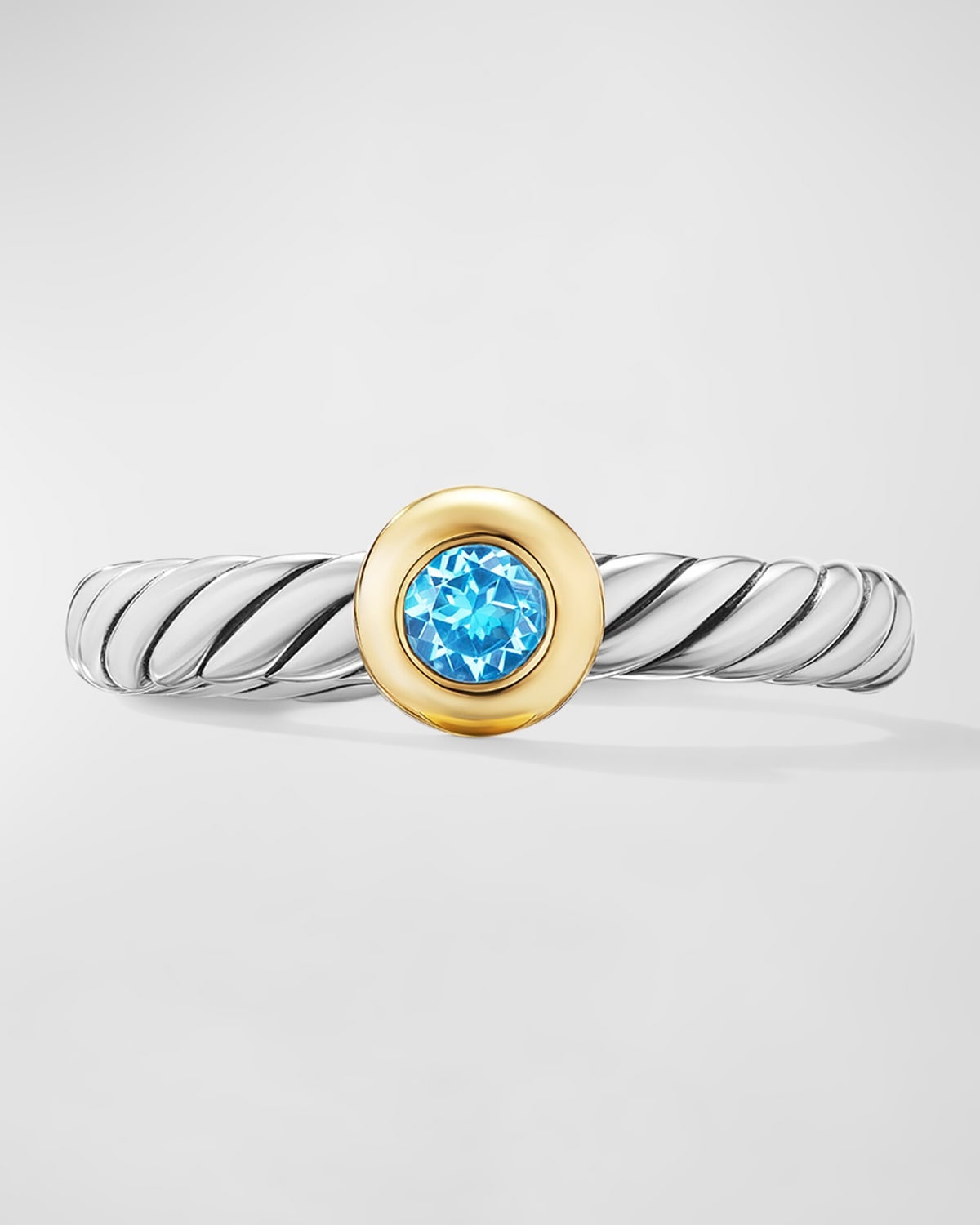 Cable Flex Ring with Gemstone in Silver and 14K Gold, 2.8mm - 7