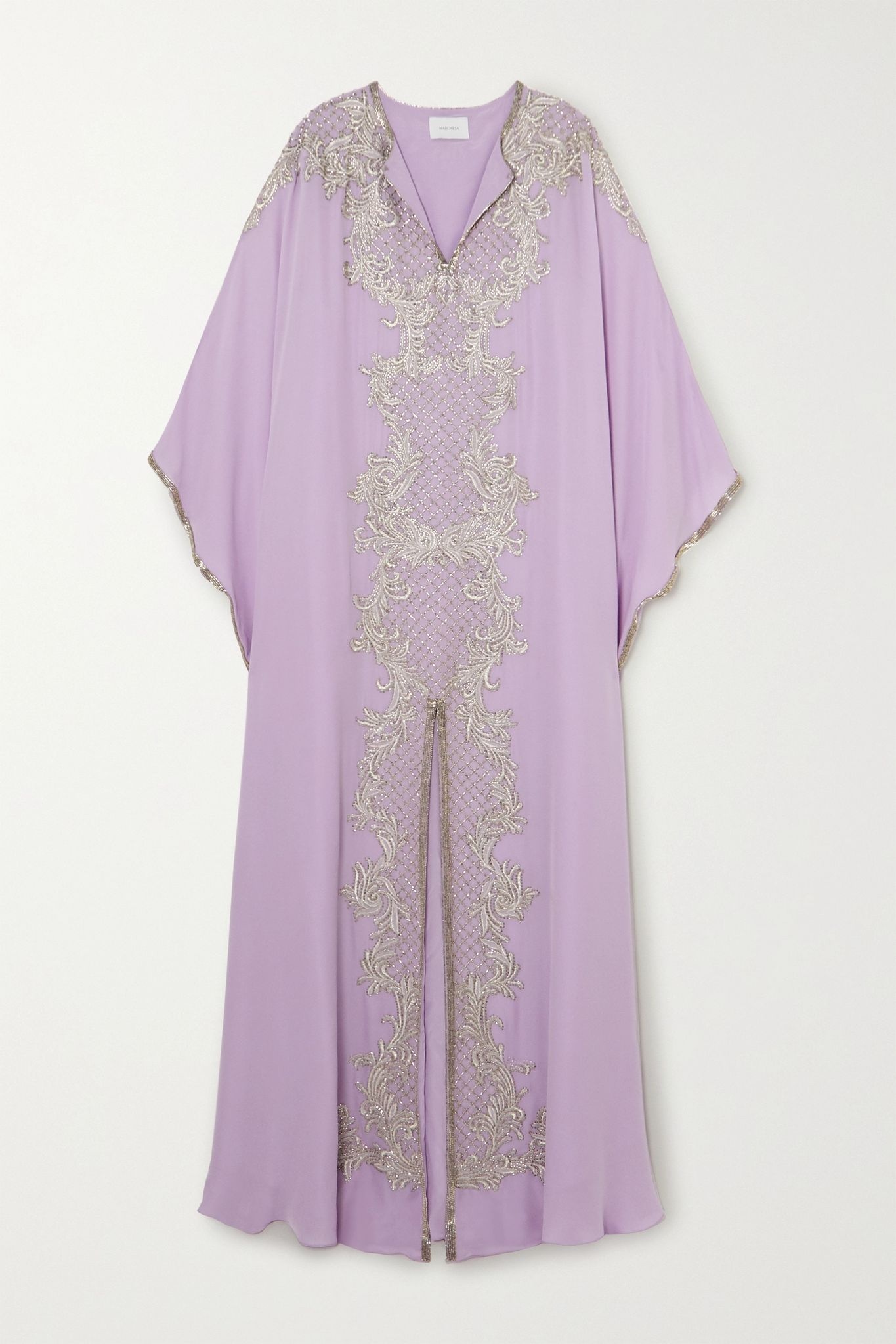 Embellished embroidered silk crepe de chine gown - 1