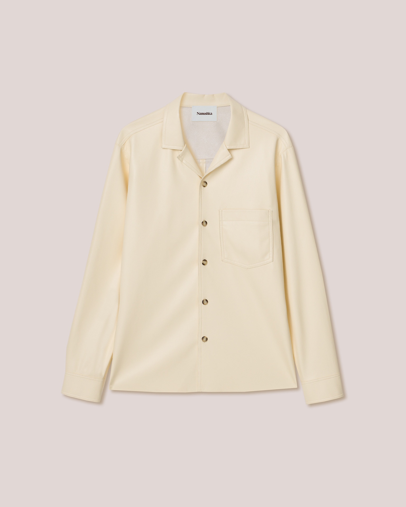 MENO - Vegan leather long-sleeve shirt - Vanilla - 1