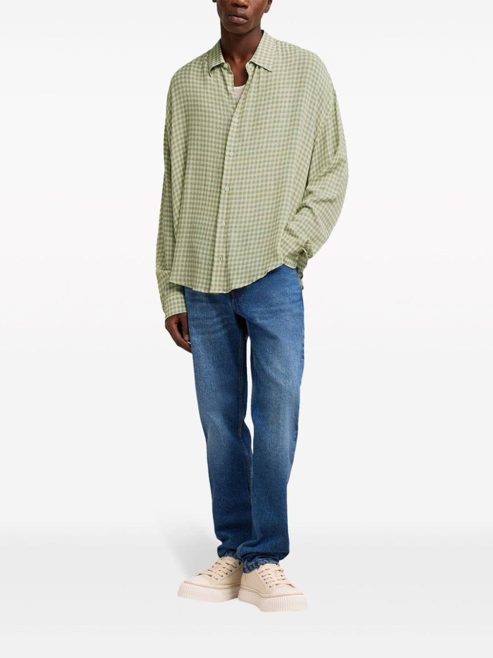 Ami de Coeur-embroidery gingham-print shirt - 2