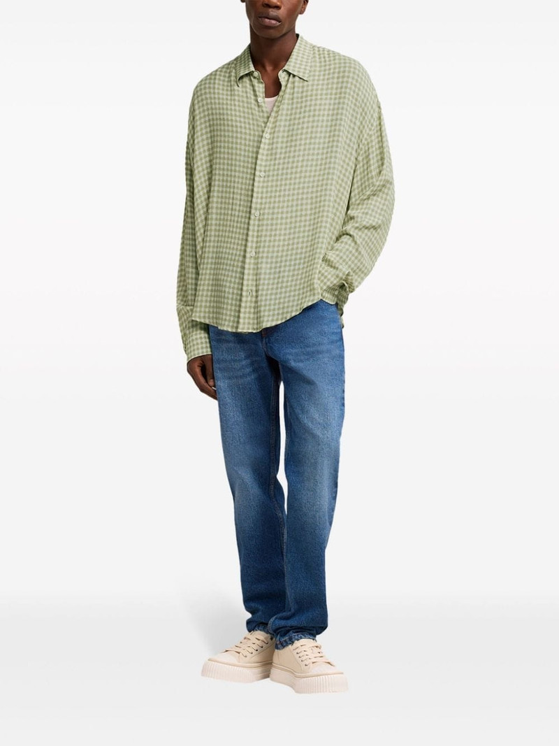 AMI Paris Ami de Coeur-embroidery gingham-print shirt outlook