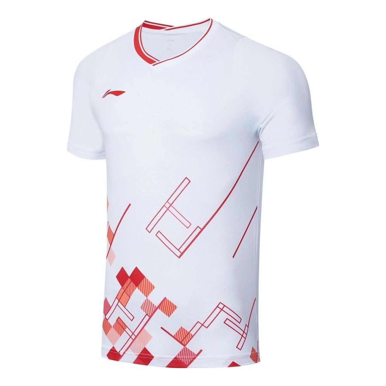 Li-Ning Graphic Badminton Competition T-shirt 'White Red' AAYT057-1 - 1