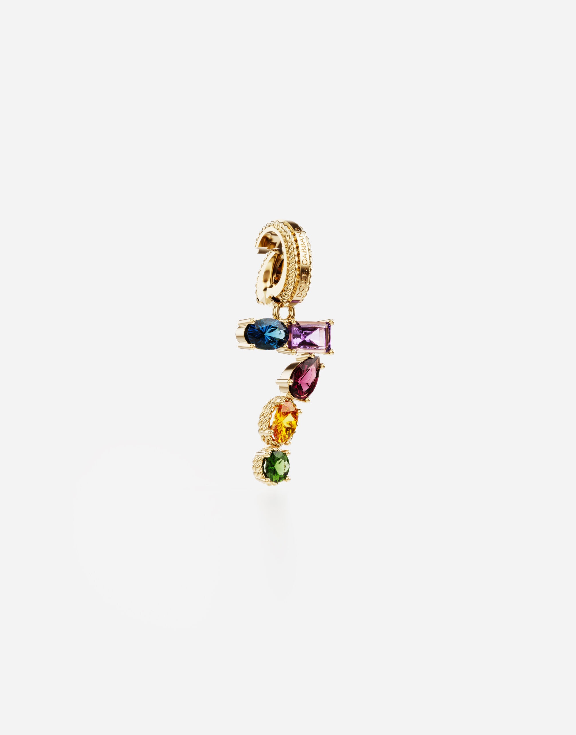 Charm 7 Lettering 18-carat yellow gold and multicolored gems - 2