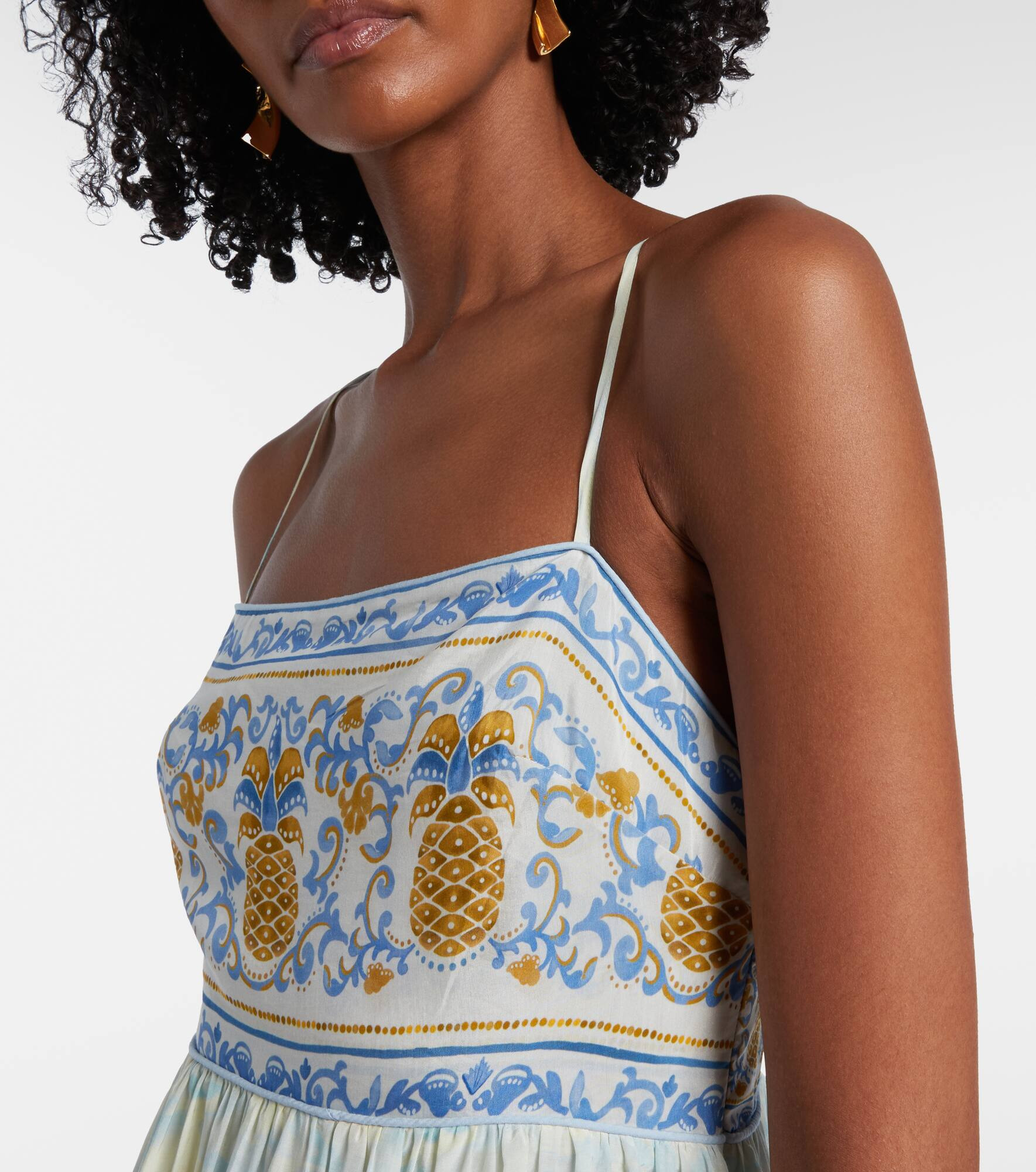 Printed cotton-blend maxi dress - 4