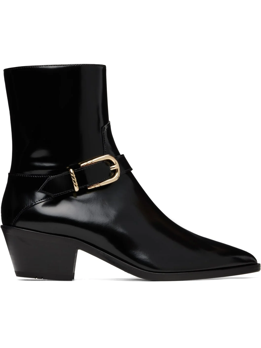 Black Gold Buckle Western Boots - 1