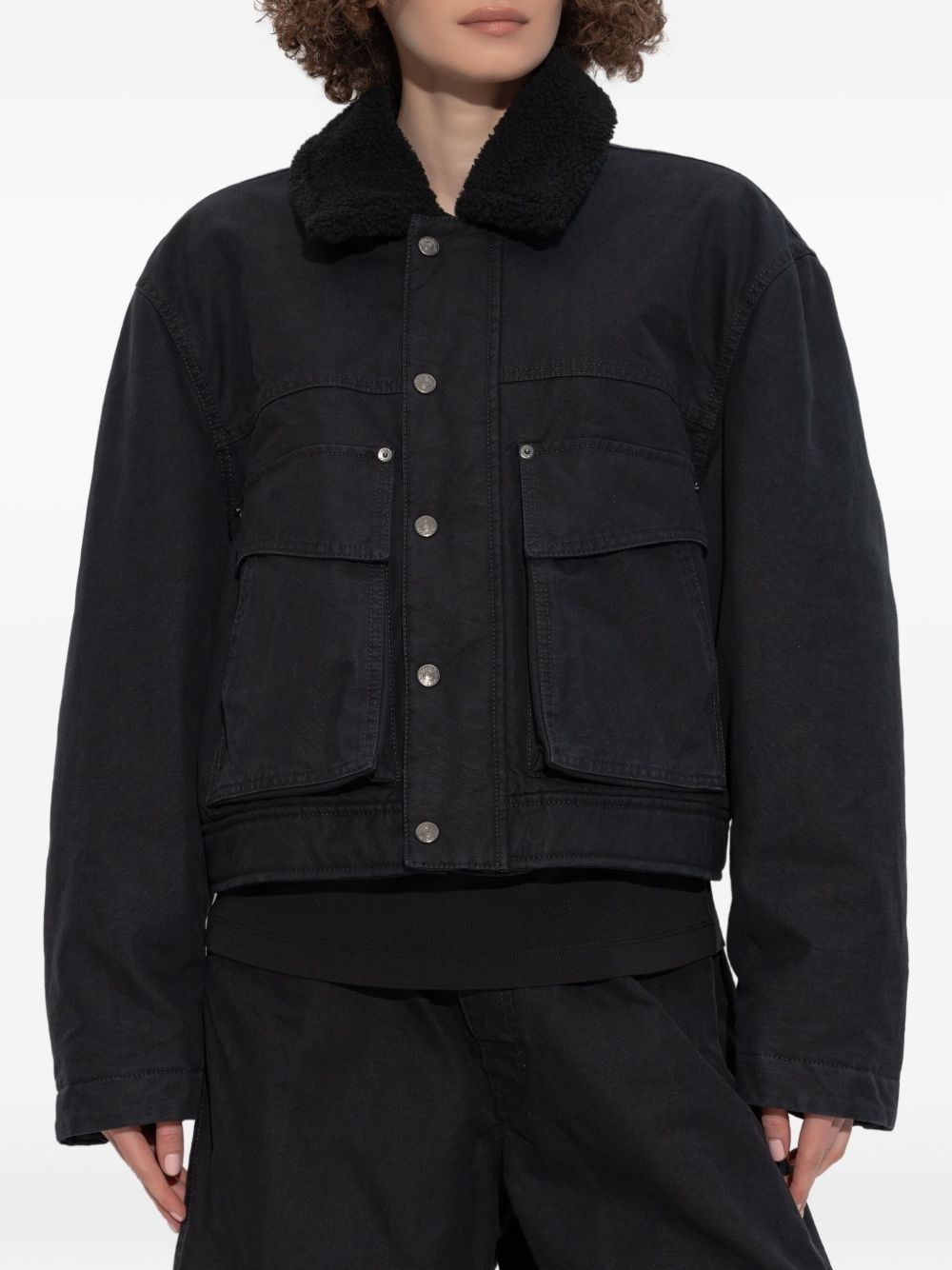 flap-pocket sherpa-collar jacket - 3