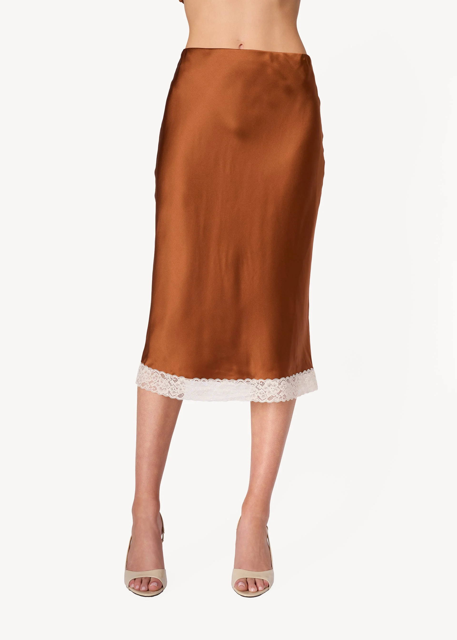 MURIEL SILK MIDI SKIRT MAPLE SYRUP - 1