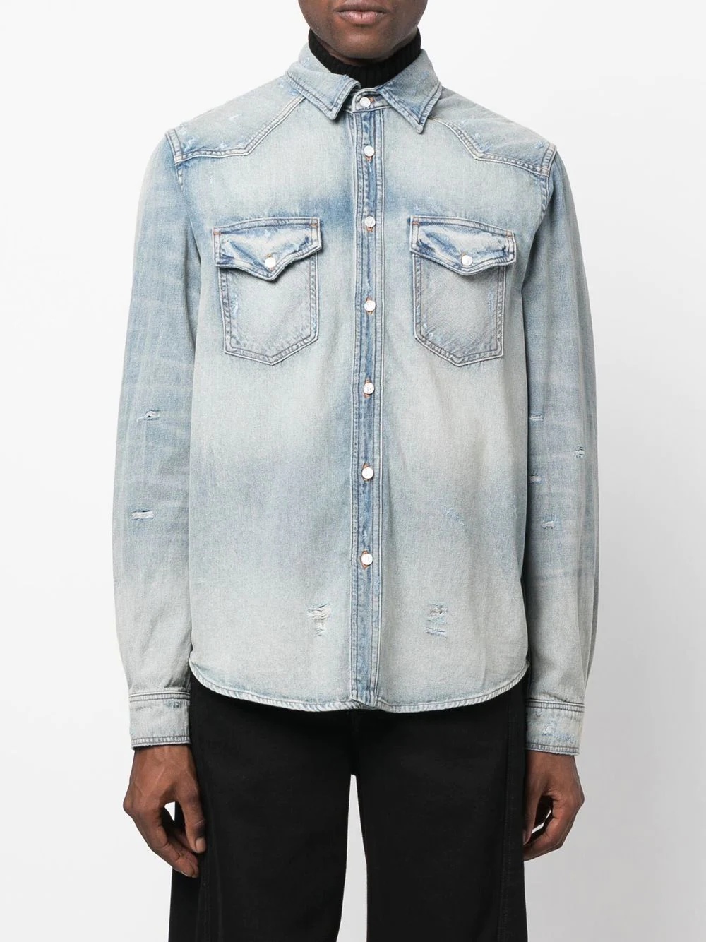 light-wash denim shirt - 3