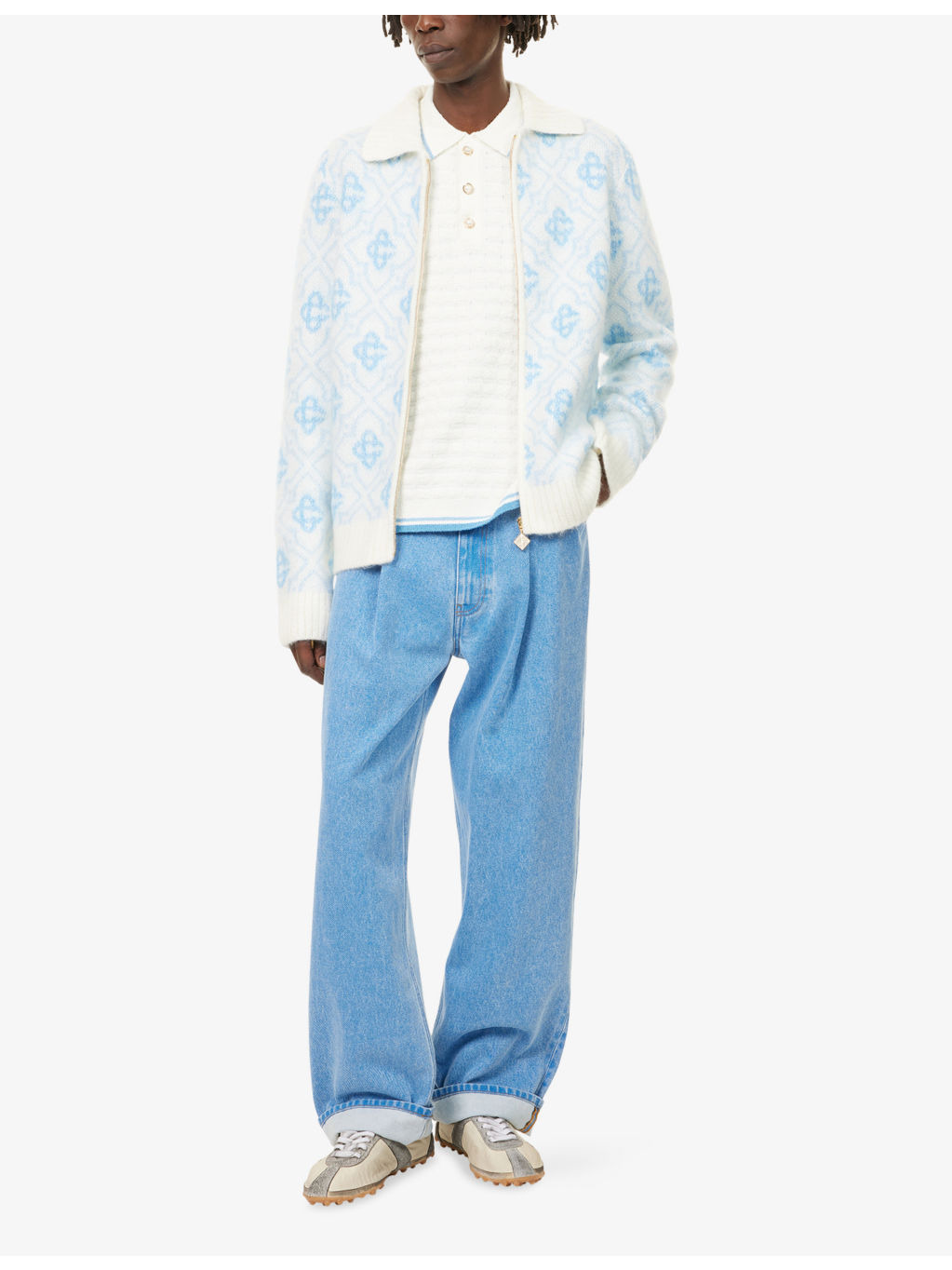 Monogram Polo-Collar Knit Cardigan - 2