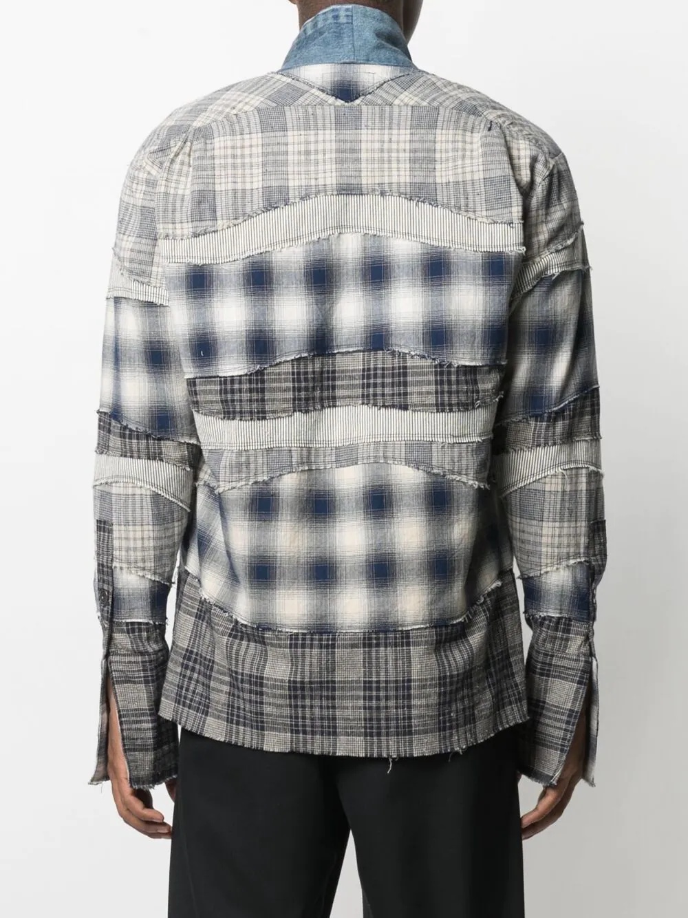 patchwork checked cotton-flannel shirt - 5