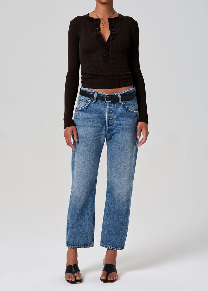 Varra Waffle Henley In Chocolate 1