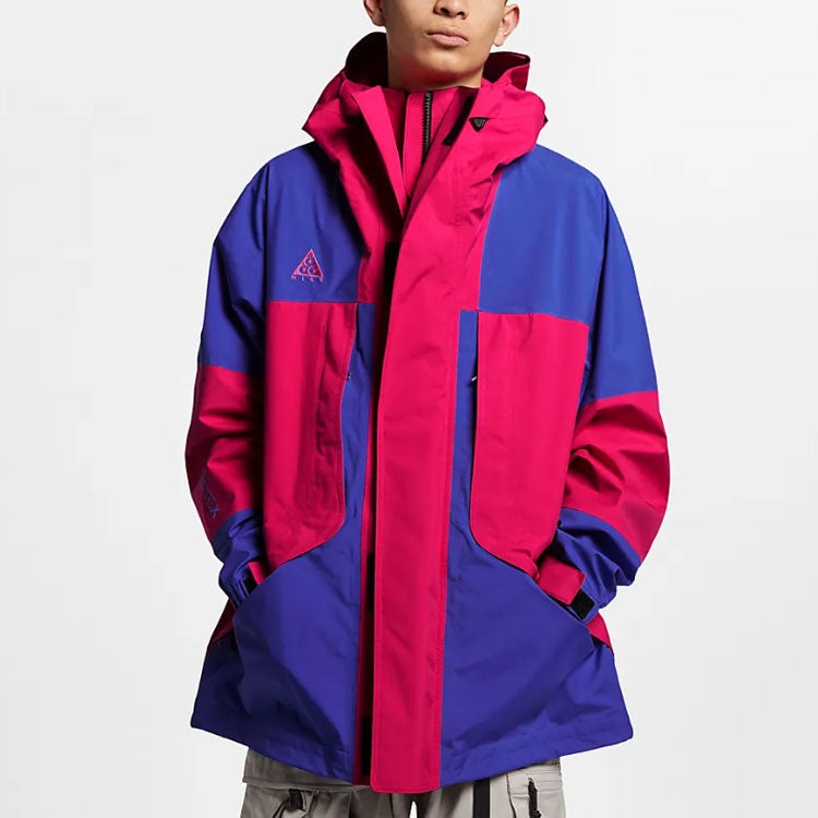 Men's Nike ACG Gore-Tex Outdoor Windproof Hooded Jacket Red Blue 'Rush Pink Hyper Royal' BQ7195-666 - 3