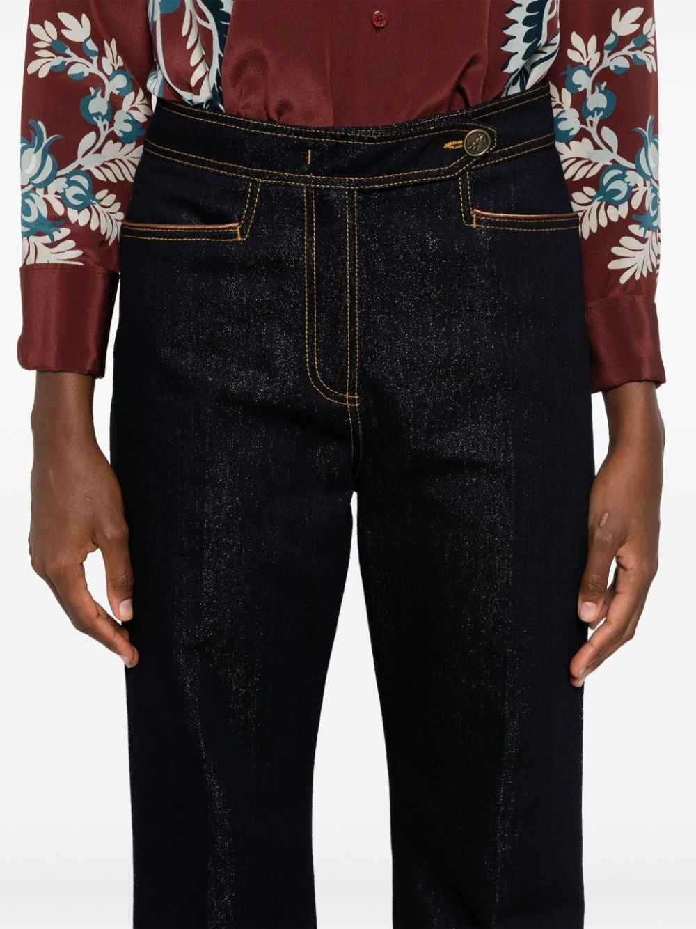 Pegaso-buttons cropped jeans - 5
