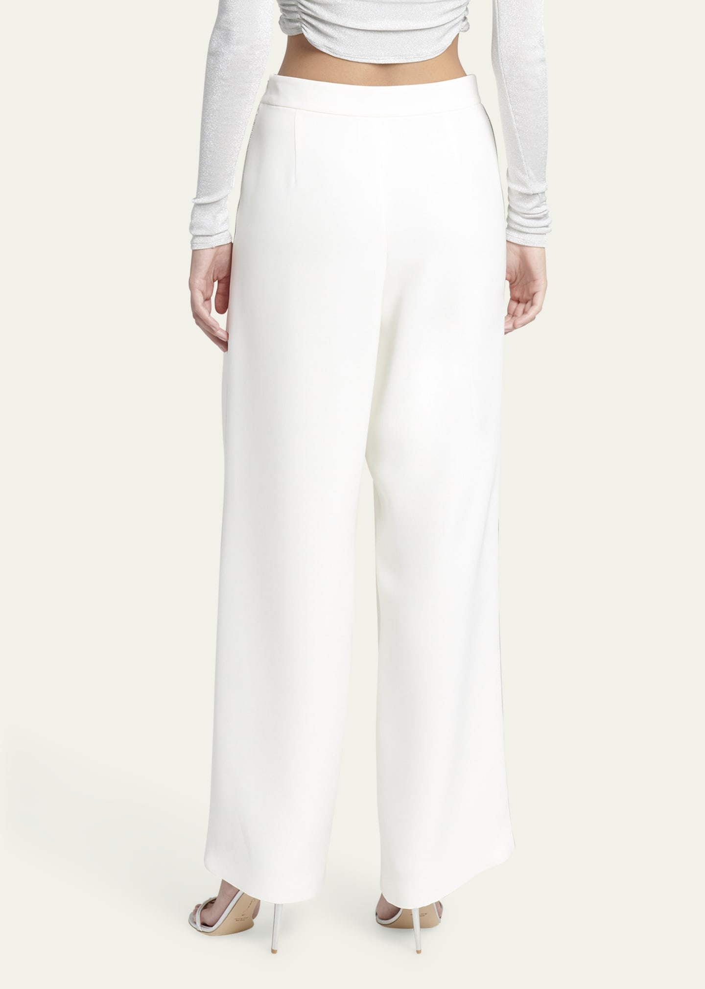 Side Piping Wide-Leg Silk Trousers - 3