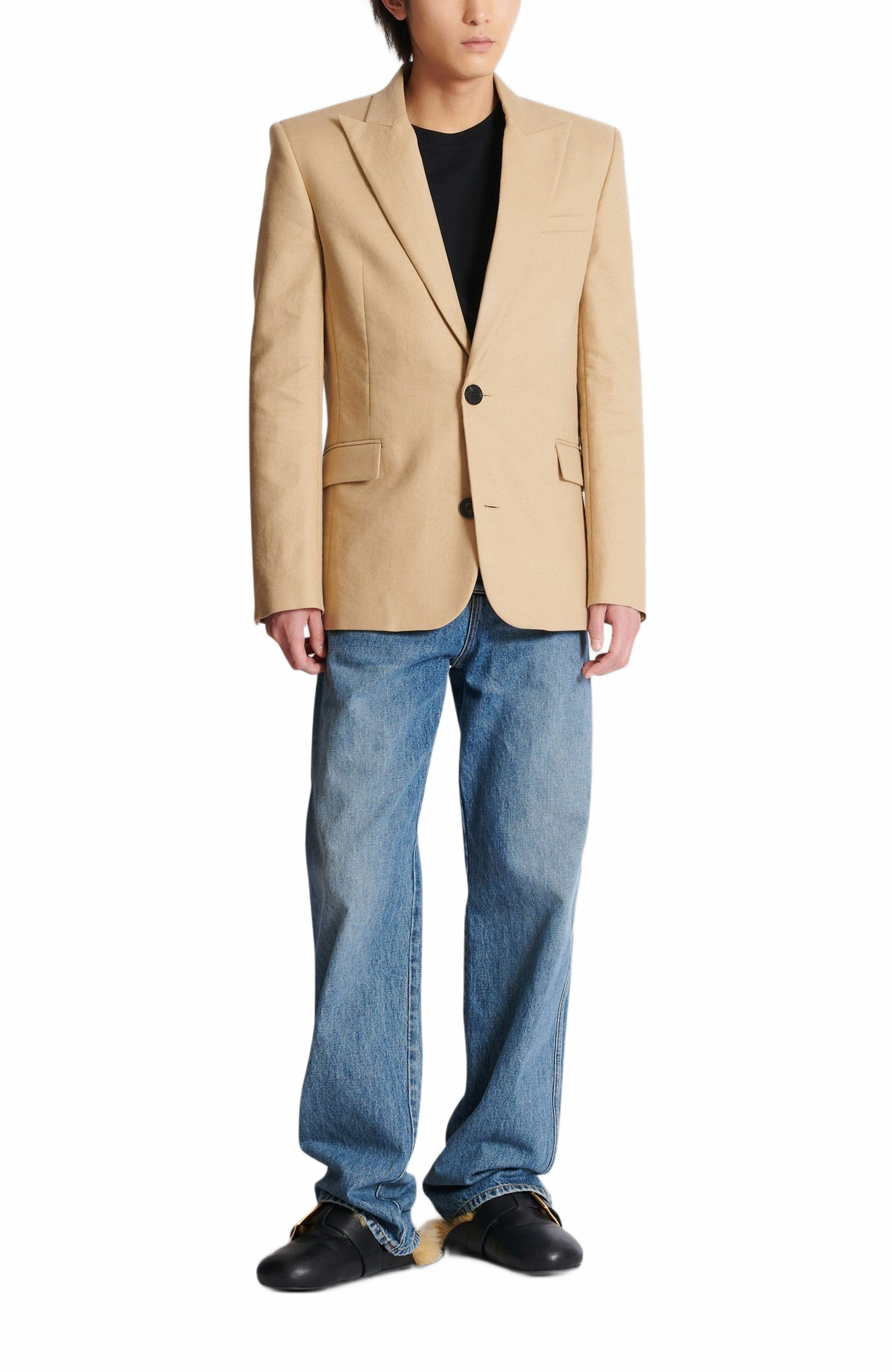 Balmain Canvas 2-button jacket in Beige at Nordstrom - 2