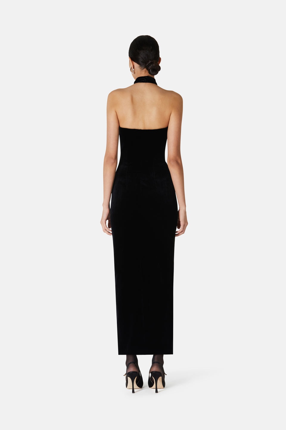 VELVET BUSTIER EVENING DRESS WITH BOW - 5