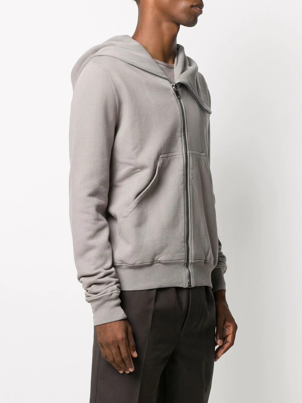 asymmetric zipped hoodie - 3